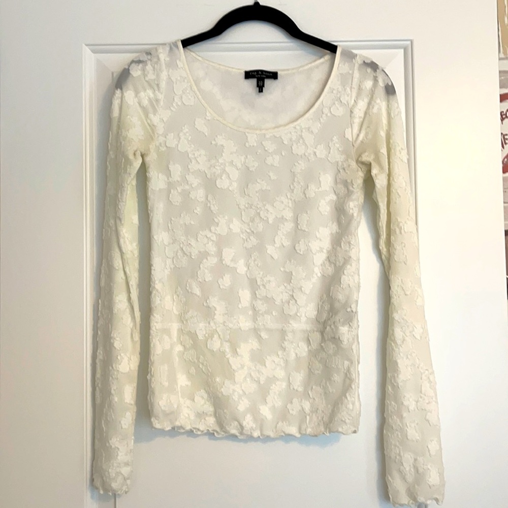 Rag & Bone white floral stretch top